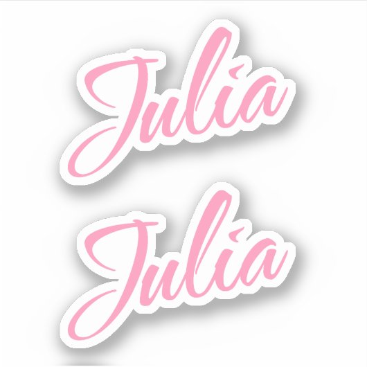 Julia Decorative Name in Pink x2 Aufkleber (Vorderseite)