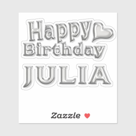 Julia Happy Birthday silver Aufkleber Sticker (Blatt)