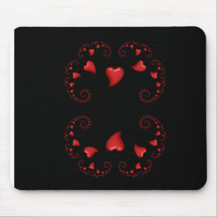 Julia-Menge-Fraktal mit roten Herzen Mousepad