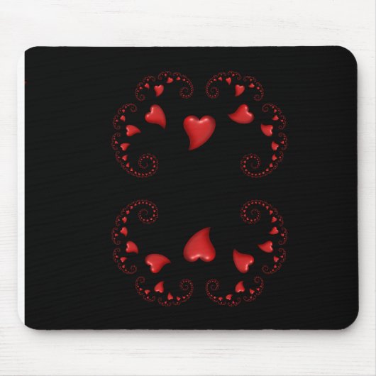Julia-Menge-Fraktal mit roten Herzen Mousepad (Vorne)