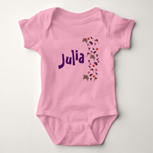 Julia, Name mit australischer Wildnis, Baby Strampler (Vorderseite)