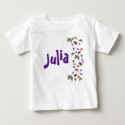 Julia, Name mit australischer Wildnis, Baby T-shirt (Vorderseite)