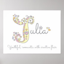 Julia Name und Bedeutung doodle Initial Art Poster