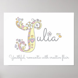Julia Name und Bedeutung doodle Initial Art Poster