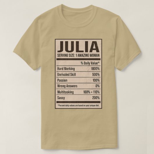 Julia Nutrition Fakten Name Nickname Alias Titel F T-Shirt (Design vorne)