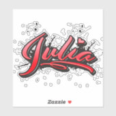 Julia red Heart Graffiti Aufkleber Sticker (Blatt)