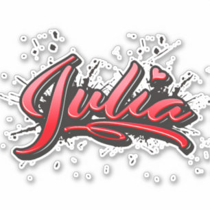Julia red Heart Graffiti Aufkleber Sticker