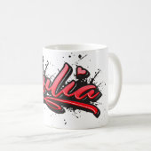 Julia red Heart Graffiti Tasse Kaffeetasse (VorderseiteRechts)