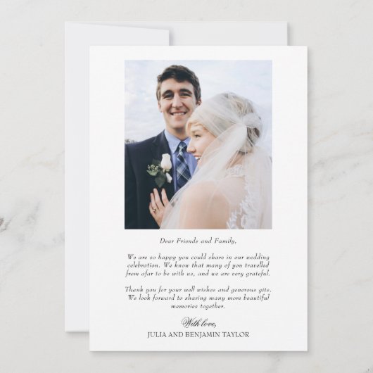 Julia Simple Script 2 Foto Wedding Dankeschön Card Dankeskarte (Rückseite)