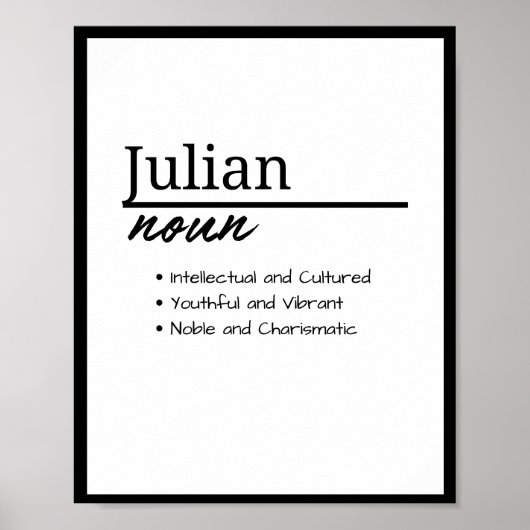 Julian, Boy Personalisiert Name Definition Poster (Vorne)