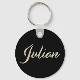 Julian Name Weißgold Button Schlüsselanhänger
