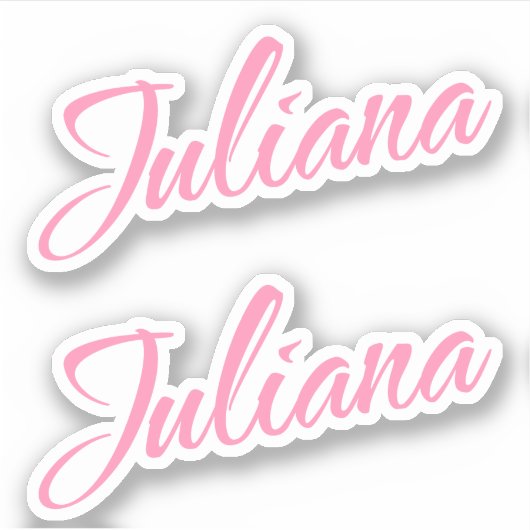 Juliana Decorative Name in Pink x2 Aufkleber (Vorderseite)
