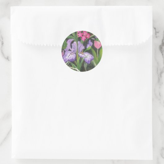 Julias Iris Garden Runder Aufkleber (Tasche)