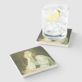 Julie Daydreaming (Schöne junge Frau) Steinuntersetzer (Seitenansicht)