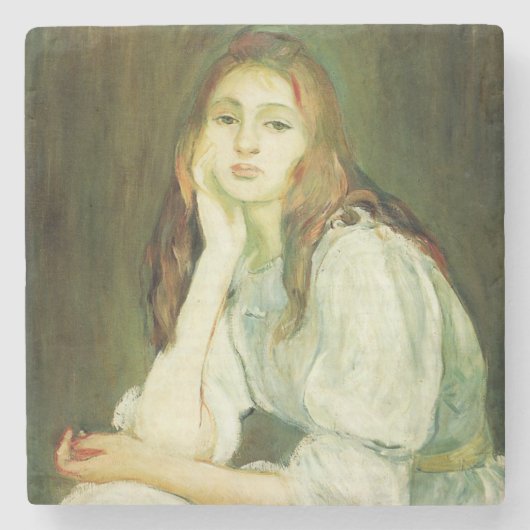 Julie Daydreaming (Schöne junge Frau) Steinuntersetzer (Vorderseite)