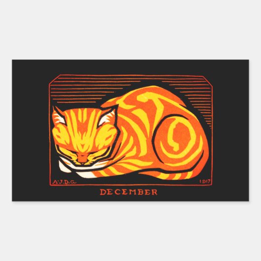 Julie de Graag Dezember Cat Rechteckiger Aufkleber (Vorderseite)