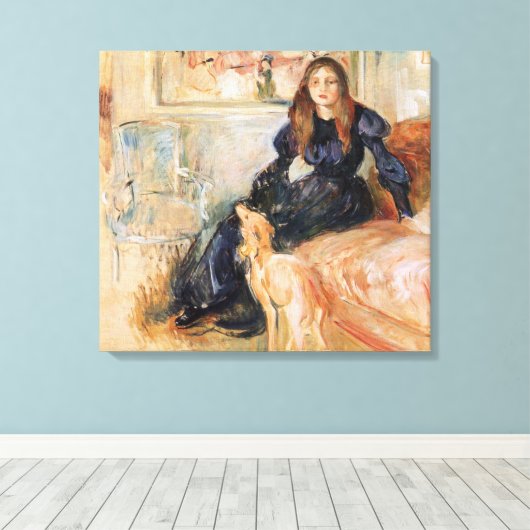 Julie Manet und ihr Greyhound (von Berthe Morisot) Leinwanddruck (Insitu (Holzboden))