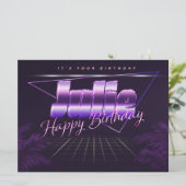 Julie Name Vorname lila retro Karte Geburtstag (Stehend Vorderseite)