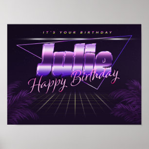 Julie Name Vorname lila retro Poster Geburtstag