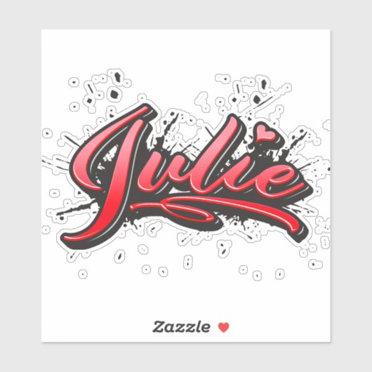Julie red Heart Graffiti Aufkleber Sticker (Blatt)