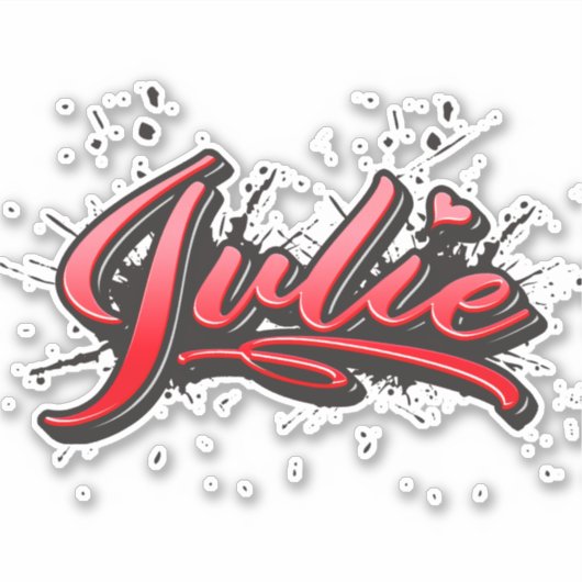 Julie red Heart Graffiti Aufkleber Sticker (Vorderseite)