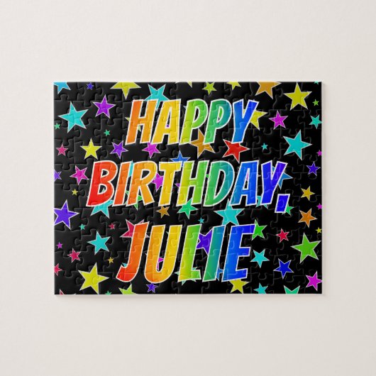 "JULIE" Vorname, Spaß "GLÜCKLICHER GEBURTSTAG" Puzzle (Horizontal)