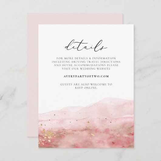 JULIEN Blush Pink Wasserfarbe Gold Details Einladung (Vorne/Hinten)