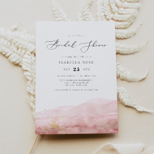 JULIEN   Blush Pink Watercolor Gold Brautparty Einladung