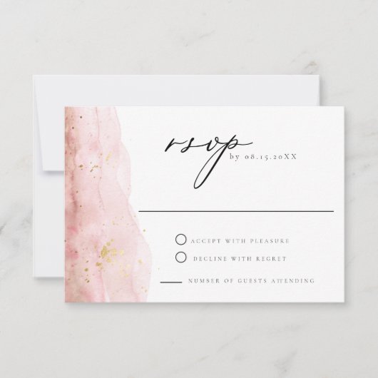 JULIEN Blush Pink Watercolor Wedding RSVP Einladung (Vorderseite)