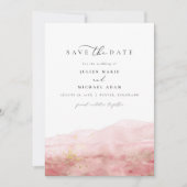 JULIEN Blush Watercolor Smudge Gold Save the Date Einladung (Vorderseite)
