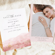 JULIEN Blush Watercolor Smudge Gold Save the Date