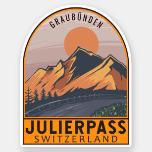 Julier Pass Schweiz Retro Reisemblem Aufkleber