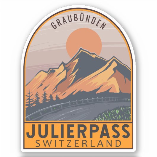 Julier Pass Schweiz Retro Reisemblem Aufkleber (Vorderseite)