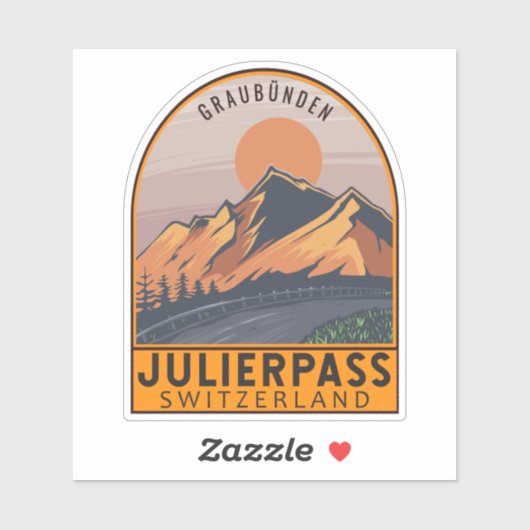 Julier Pass Schweiz Retro Reisemblem Aufkleber (Blatt)