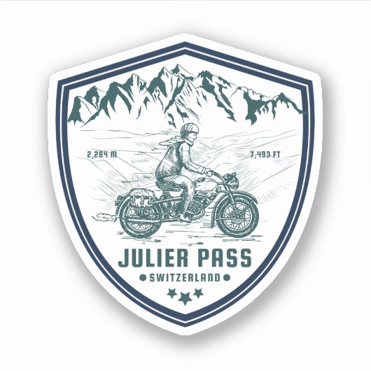Julier Pass Schweizer Alpen Motorrad-Tour Aufkleber (Vorderseite)