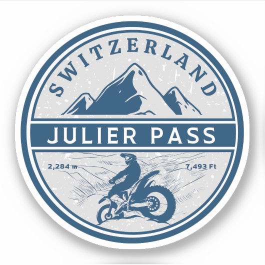 Julier Pass Schweizer Alpen Motorrad-Tour Aufkleber (Vorderseite)