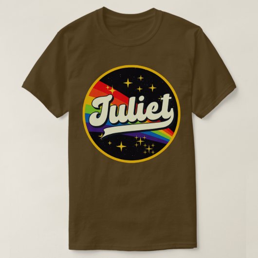 Juliet Rainbow in Space Vintag Style T-Shirt (Design vorne)
