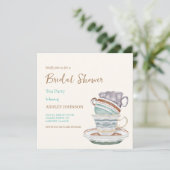 JULIET Tea Set Party Bridal Dusche Einladung (Stehend Vorderseite)