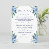 Juliette Blue Wedding Welcome Letter & Tour (Stehend Vorderseite)