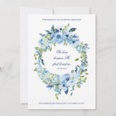 Juliette Dusty Blue Floral Katholic Wedding Einladung (Rückseite)