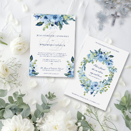 Juliette Dusty Blue Floral Katholic Wedding Invita Einladung