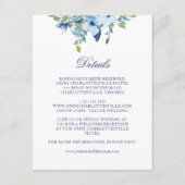 Juliette Dusty Blue Flowers Wedding Details Begleitkarte (Vorderseite)