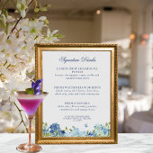 Juliette Dusty Blue Signature Drinks Wedding Sign Poster