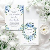 Juliette Floral Dusty Blue Katholic Wedding Einladung