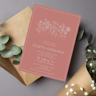 Juliette Floral Kurierte Farben Brautparty Einladung