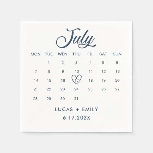 Julikalender Dark Blue Wedding Serviette (Vorderseite)
