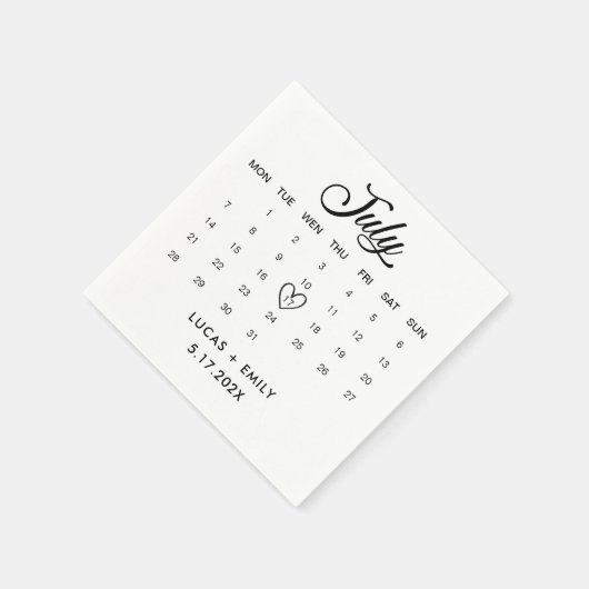 Julikalender Dunkle Schwarze Hochzeit Serviette (Ecke)