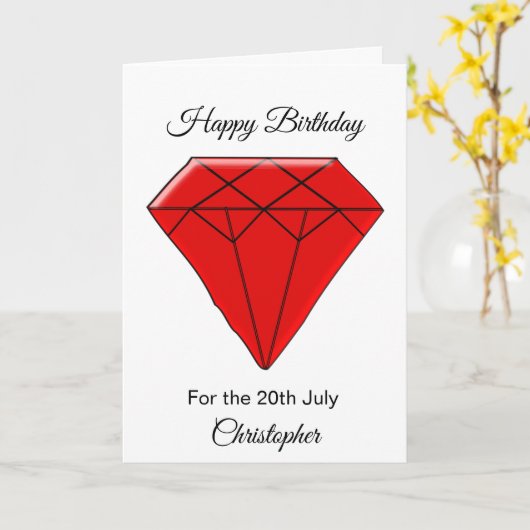 Julische Geburtstagskarte - Ruby Karte (Gelbe Blume)