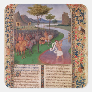 Julius Cäsar, der das Rubicon, c.1470 kreuzt Quadratischer Aufkleber