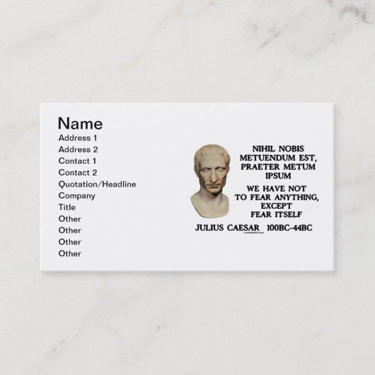 Julius Cäsar, zum alles nicht zu befürchten Visitenkarte (Vorderseite)